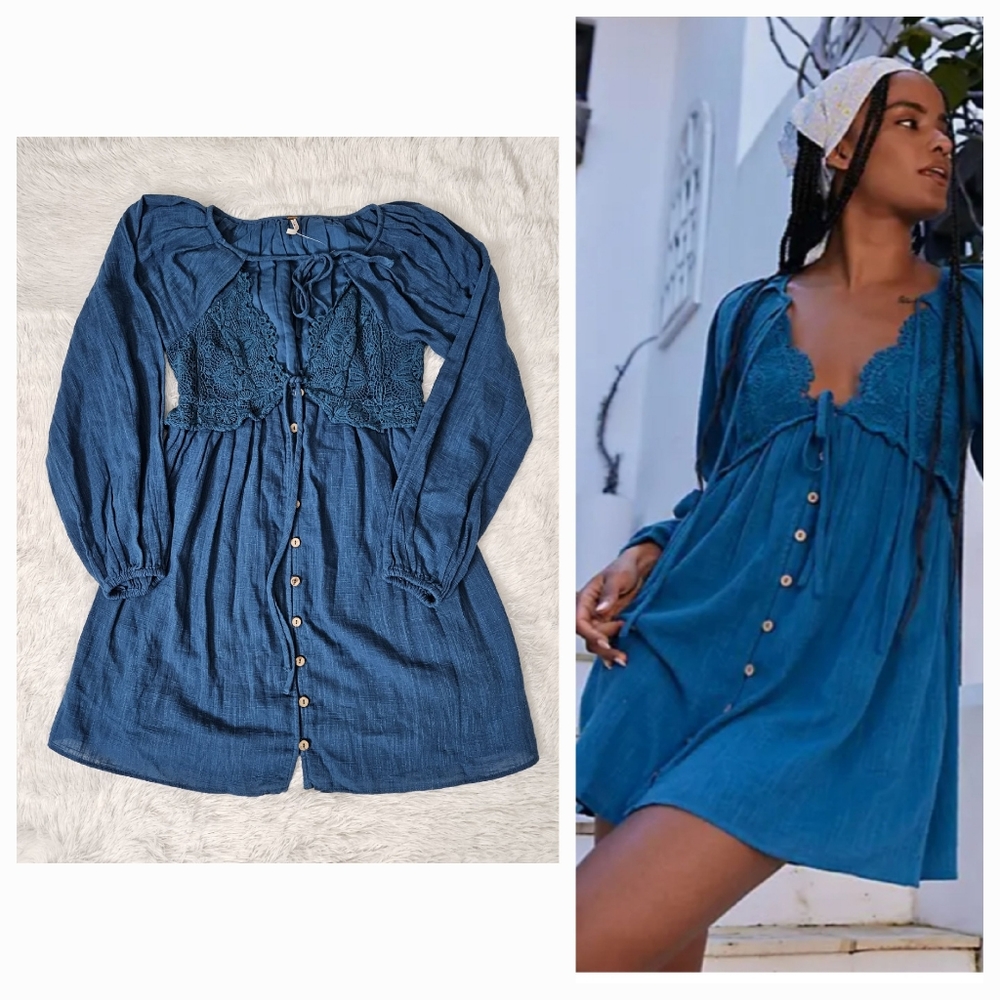 Free People Summer Struttin Mini Navy Patina